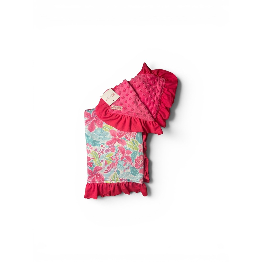 Clover Cottage Bamboo Baby Blanket Floral Pink Ruffle 29x43 NWT Soft Sensory